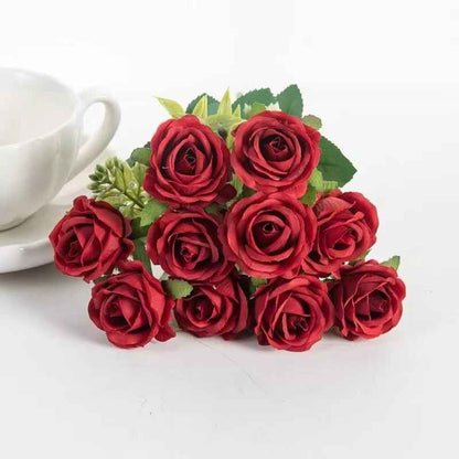 10 Heads Artificial Rose Flowers Bouquet