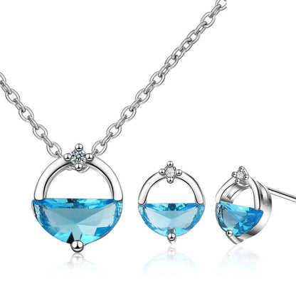 Elegant Sterling Silver Blue Crystal Jewelry Set