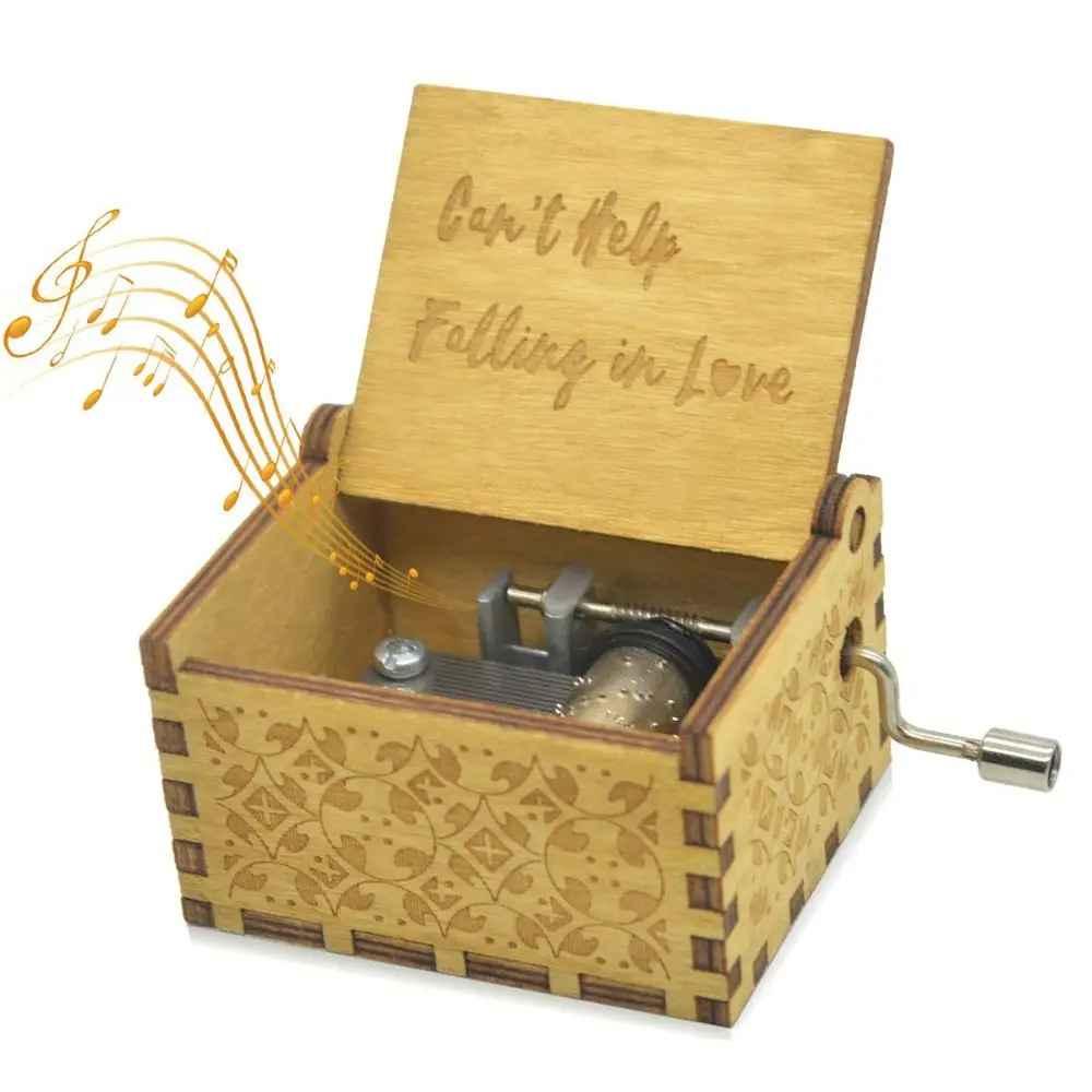 Wooden Vintage Hand-Cranked Music Box – Engraved Music Box