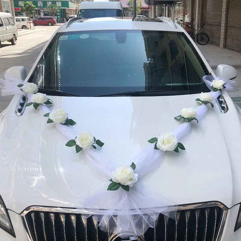 Elegant Artificial White Rose Flower for Wedding Car Decoration