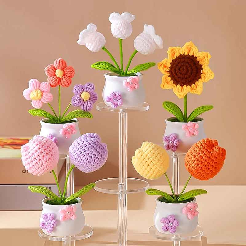 Artificial Crochet Potted Flowers