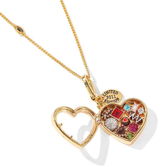 Cute Open Heart Chocolate Box Design Necklace