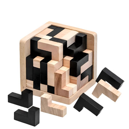 Wooden Toy Brain IQ Mind 3D Cube Interlocking Puzzle