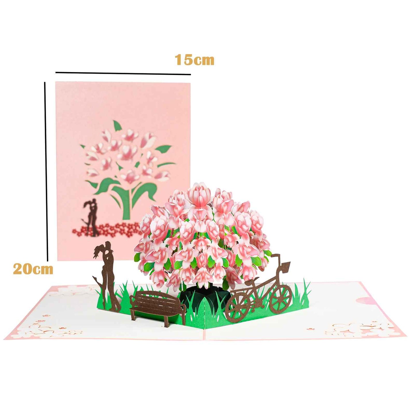 Romantic 3D Pop-Up Greeting Card with Envelope