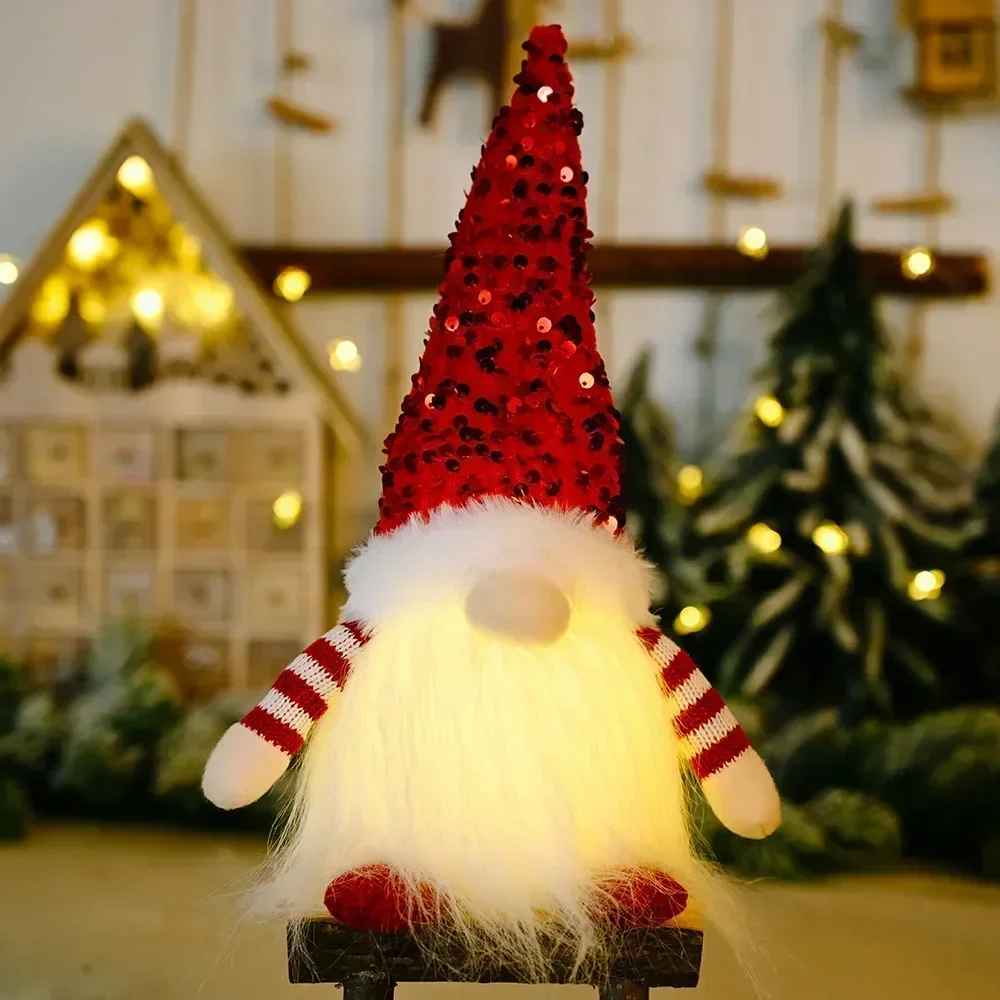 Glowing Knitted Gnome Plush Doll with LED Night Light