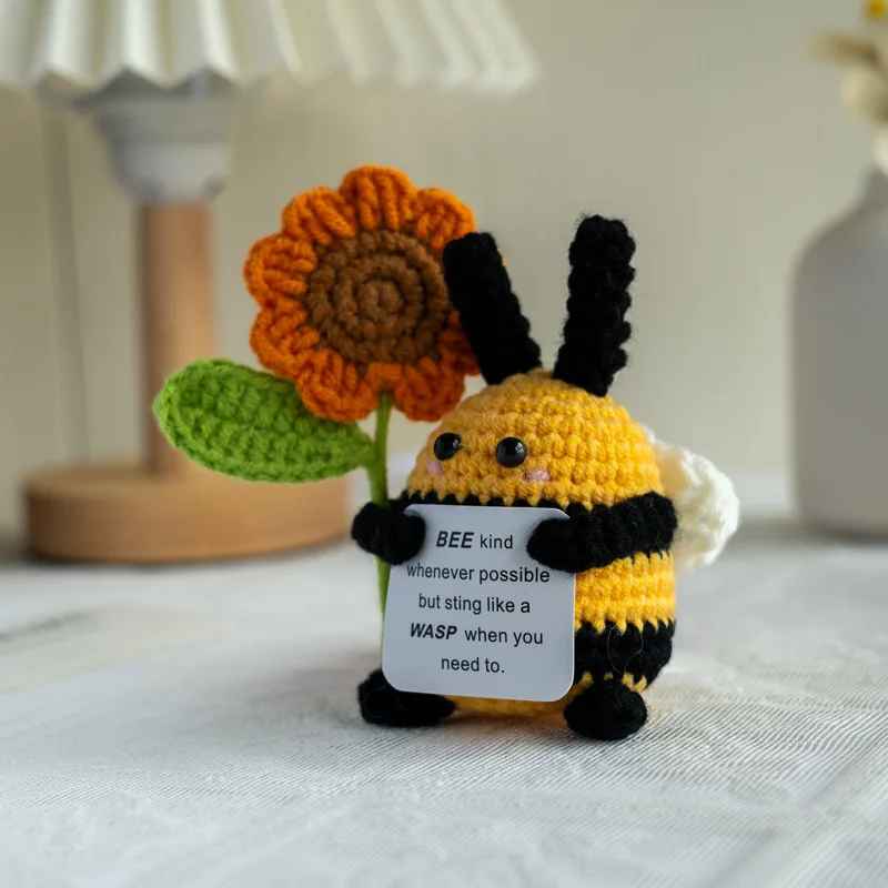 Cute Crochet Inspirational Positive Animal Doll with Card