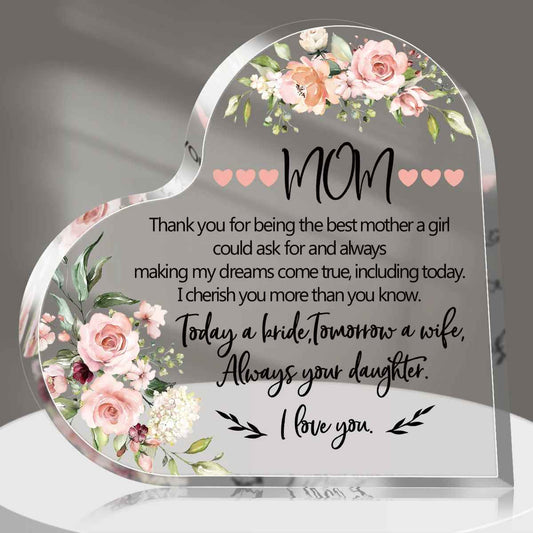 Message to Mom Transparent Acrylic Heart Plaque