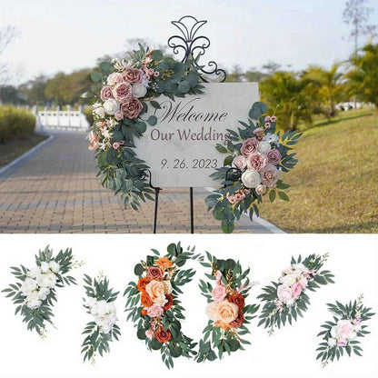 1Set Artificial Eucalyptus Wedding Arch Flowers - Boho Eucalyptus Wedding Decorations, Welcome Sign Floral Decor