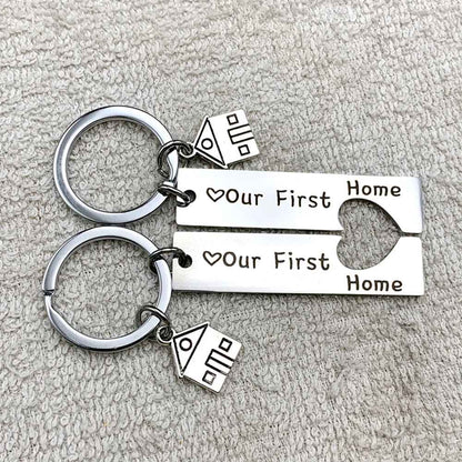 2Pcs Our First Home Couple Keychain