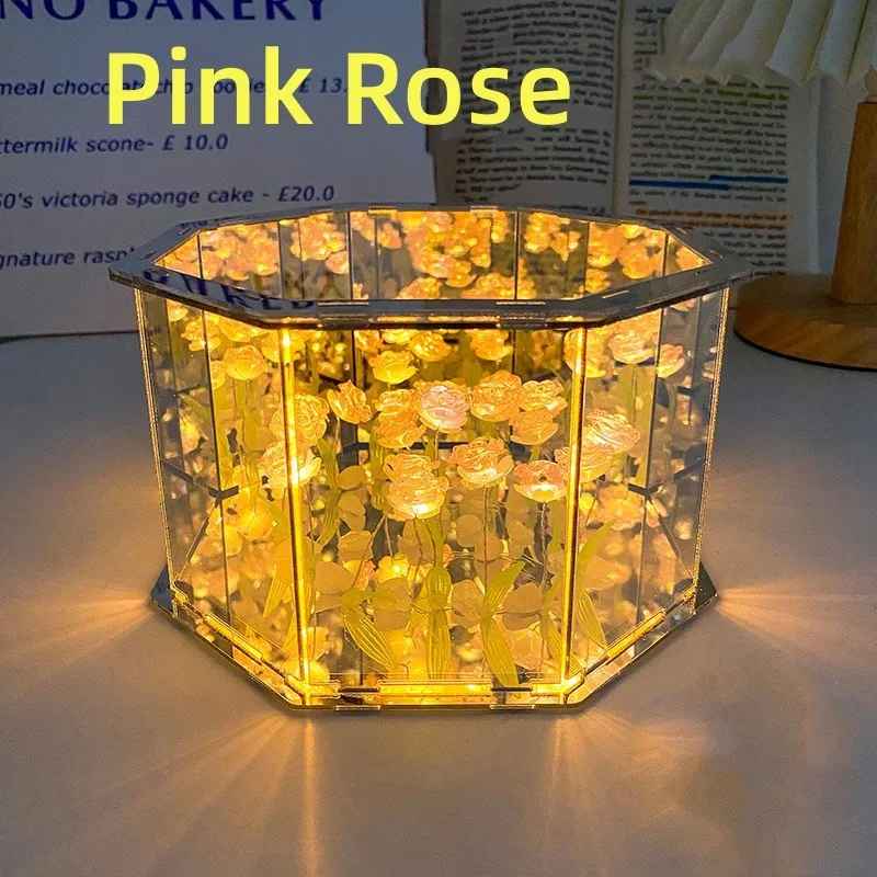 3D DIY Tulip Mirror Cube Lamp Night Light