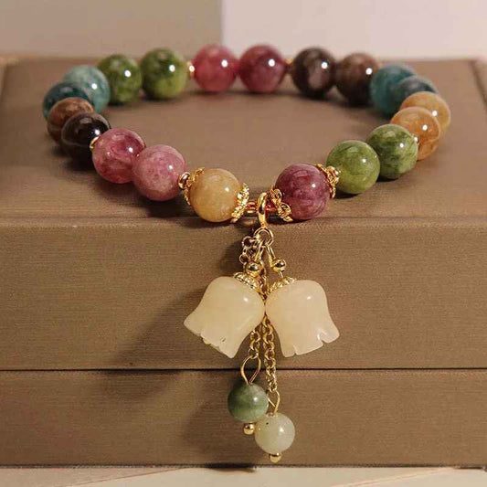 Fashion Colorful Beaded Orchid Pendant Bracelets