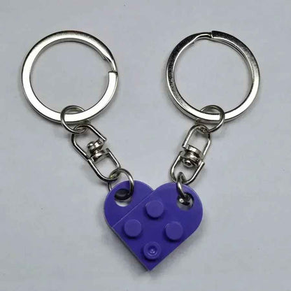 1Pair Cute Love Heart Building Block Couple Keychain