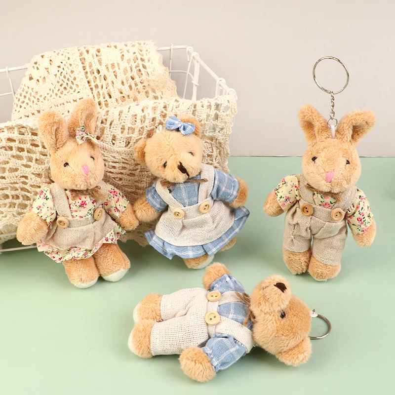 Cute Clothes Bear & Rabbit Plush Toy Keychain