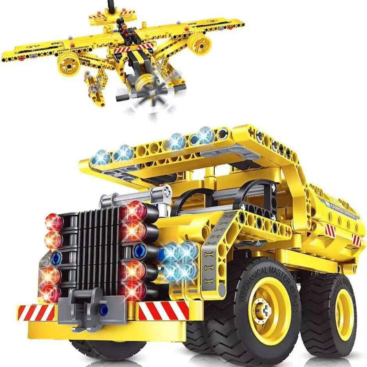 361pcs 2-in-1 STEM Building Airplane & Dump Truck Toy