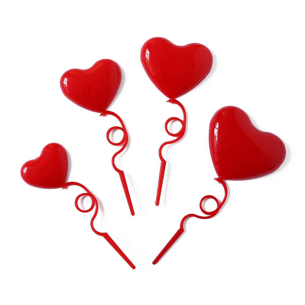 4Pcs/Set Mix Size Heart Balloons Cake Toppers – Valentine’s Day Party Supplies, Wedding Cake Dessert Decorations