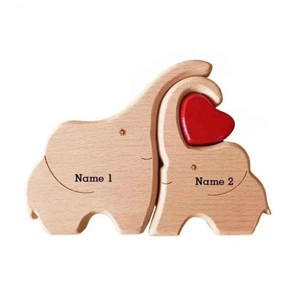 Wooden Custom Family Name Elephant Puzzle Decor