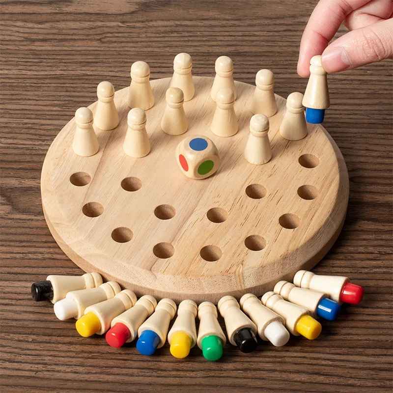 Wooden Memory Match Stick Chess Color Game Board Puzzle