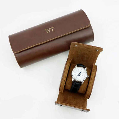 Customized Letters PU Leather Watch Roll Holder