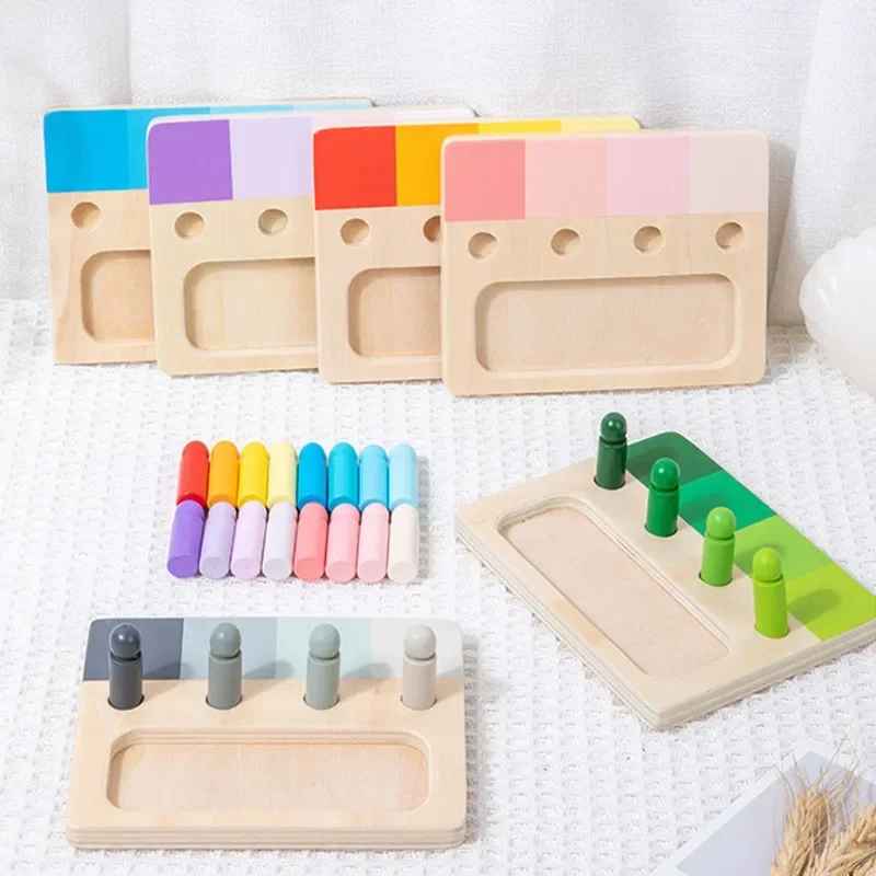 1 Set Wooden Montessori Color Insert Board Toy