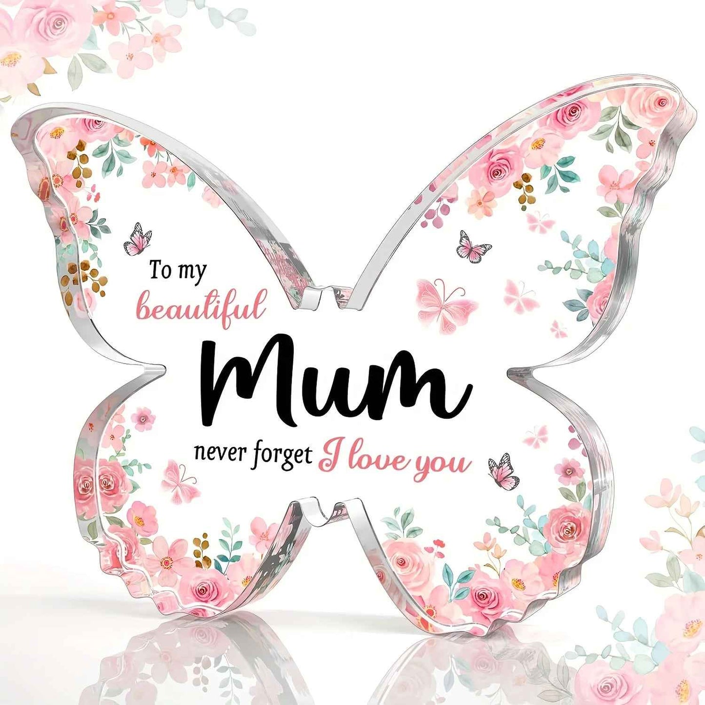 Message to Mom Butterfly-shaped Acrylic Plaque Gift Decor