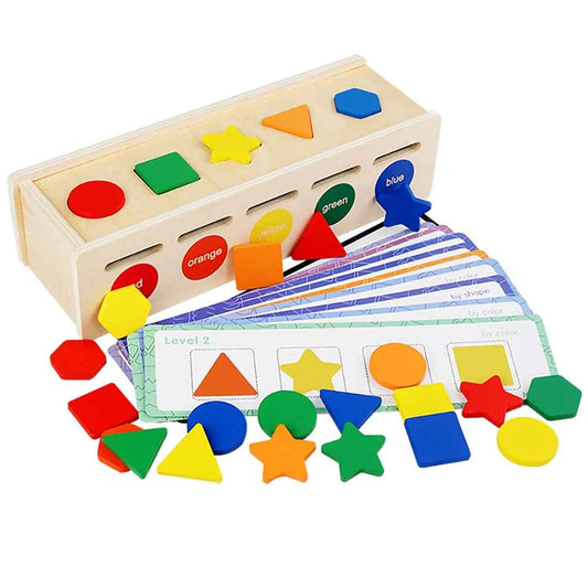 Montessori Color Shape Sorting Wooden Box Toy