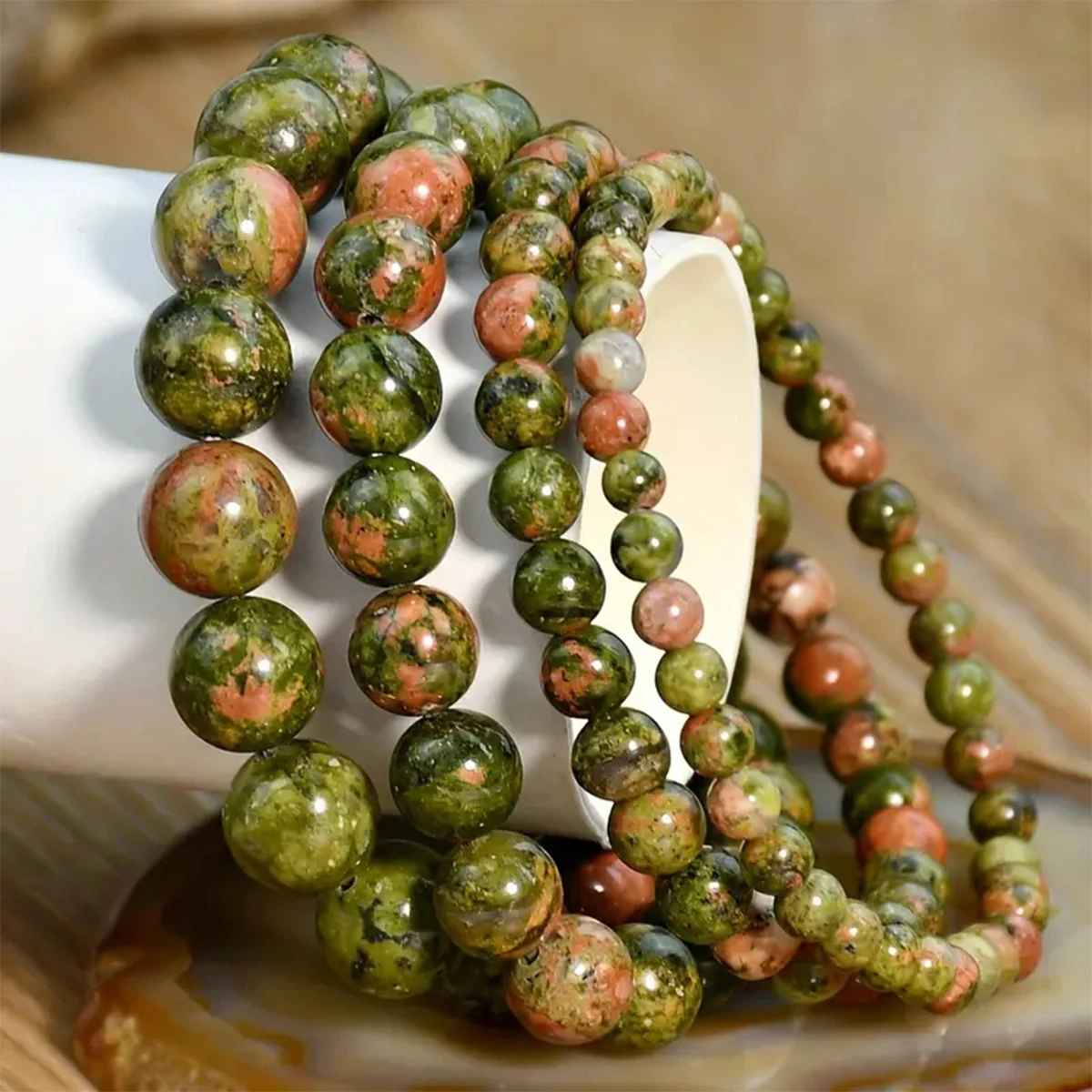 1pc Natural Unakite Beads Bracelet