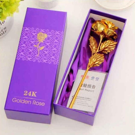 Artificial Golden Rose Flower with Gift Box