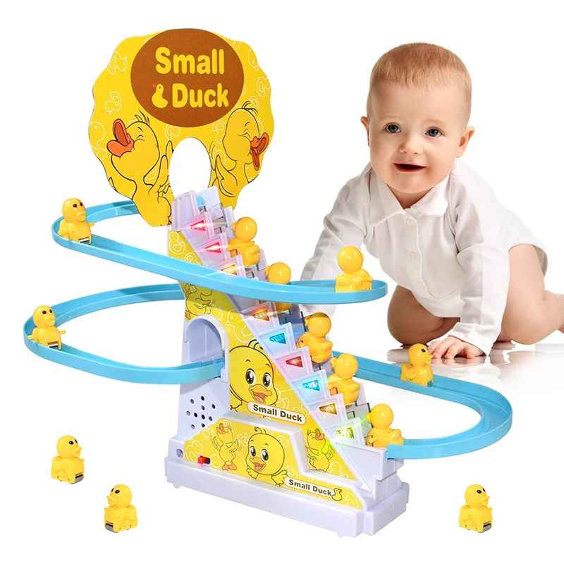 Duck Rail Racing Track Roller Coaster Climbing Stairs Track Toys