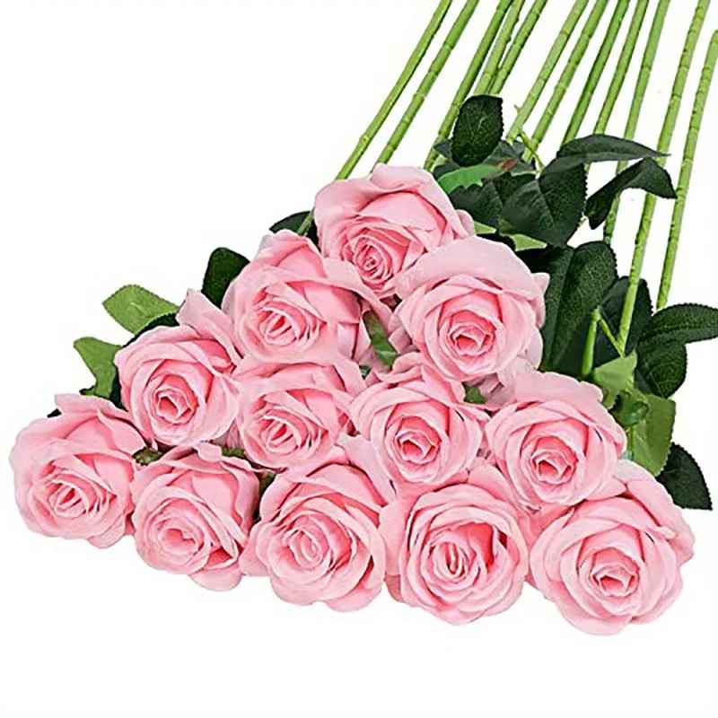 12pcs Realistic Artificial Rose Bouquet