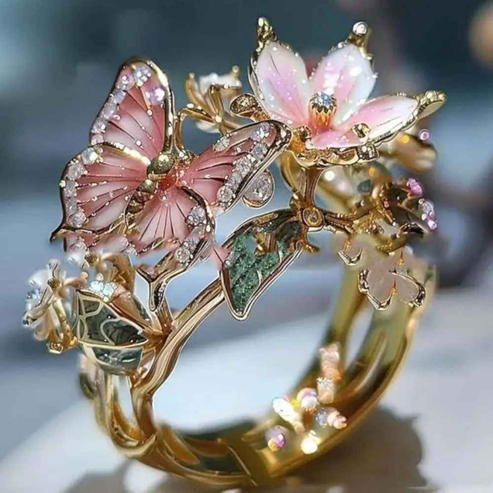 Non-Fading Crafts Vintage Butterfly Rings