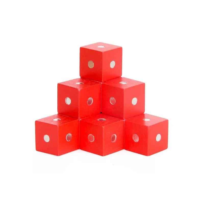 10pcs 3D Wooden Magnetic Colorful Cube Blocks