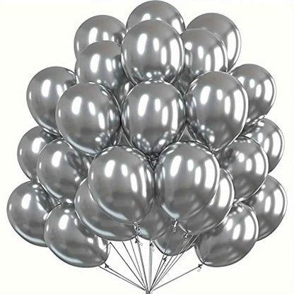 10Pcs 12Inch Color Chrome Metal Round Latex Balloons