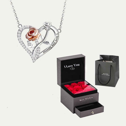 I Love You Forever Pendant Necklace with Rose Gift Box