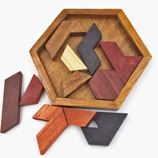 Hexagonal Wooden Puzzles IQ Game Educational Toy