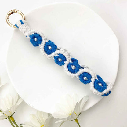 Bohemian Hand Woven Rose Flower Keychain Strap – Unique Boho Chic Accessory for Bags, Keys, and More