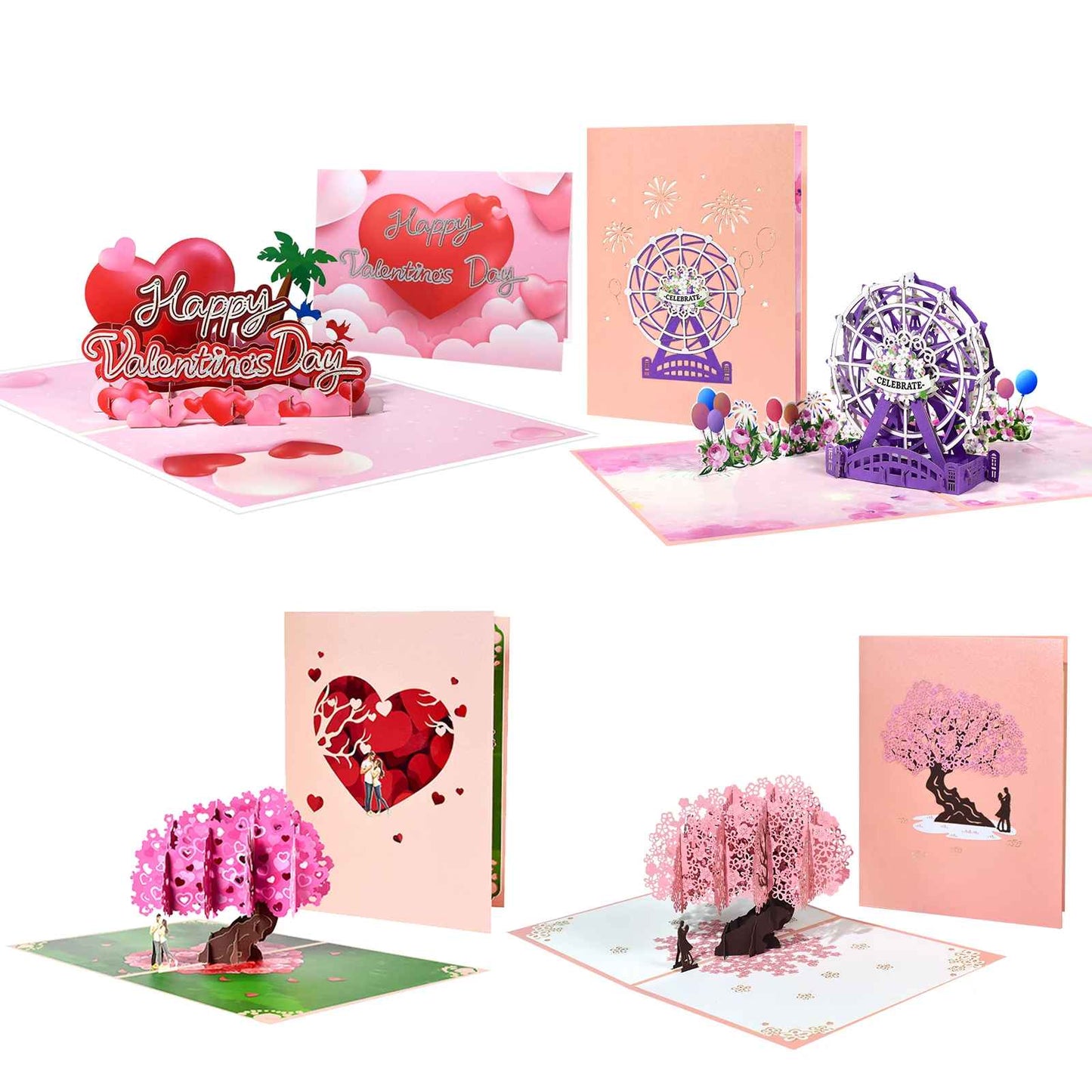 Romantic 3D Pop-Up Greeting Card with Envelope