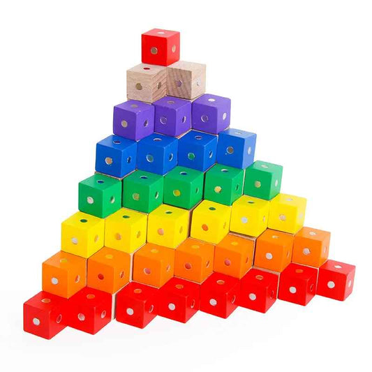 10pcs 3D Wooden Magnetic Colorful Cube Blocks