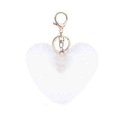 Cute Fluffy Love Heart PomPom Keychain