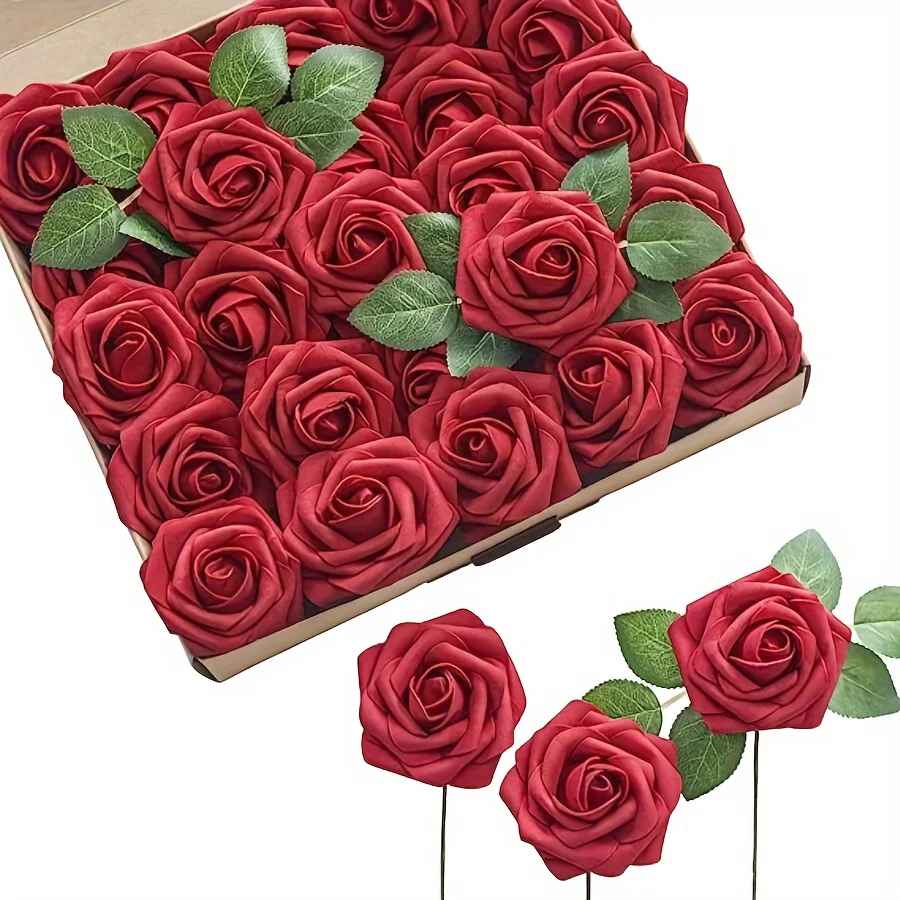 25pcs Artificial Rose Flowers with Stem