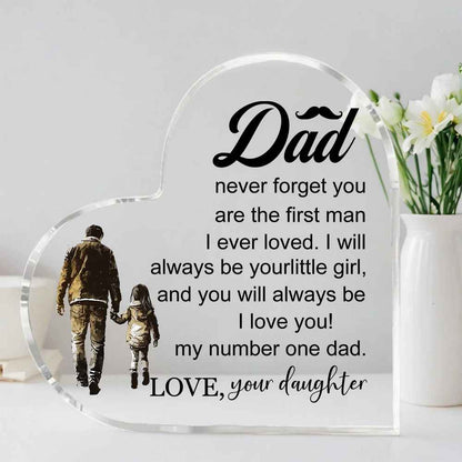 Message to Dad from Daughter Transparent Heart-shaped Plaque Decor