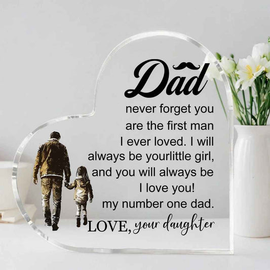 Message to Dad from Daughter Transparent Heart-shaped Plaque Decor