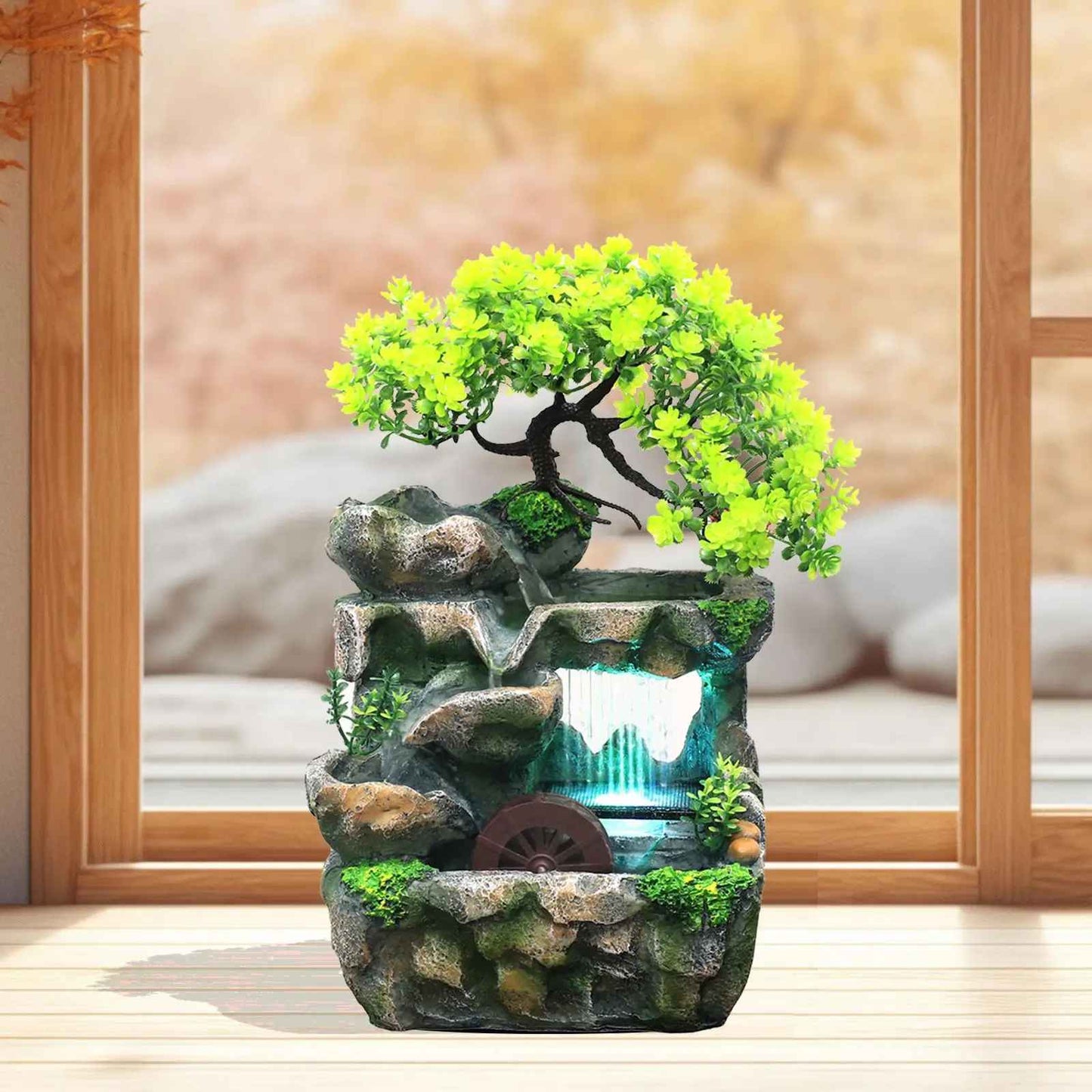 Rockery Bonsai Tabletop Water Fountain with Light