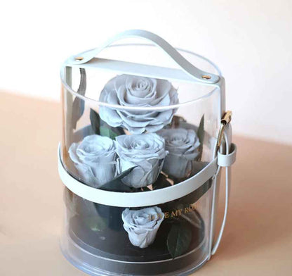 Portable Eternal Preserved Natural Real Rose Flower in Acrylic Box