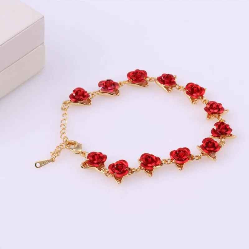 Romantic Adjustable Rose Link Chain Bracelet