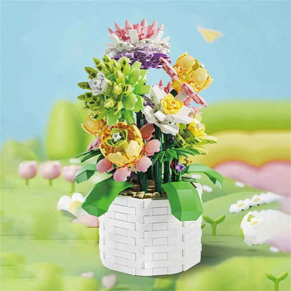 City Creativity Bouquet Flower Potted Plant Building Blocks