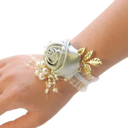 Bridesmaid Satin Wrist Rose Flowers Corsage Bracelet