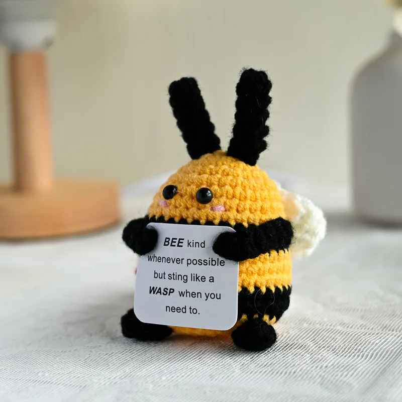 Cute Crochet Inspirational Positive Animal Doll with Card