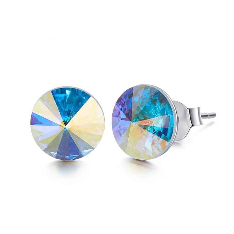 Simple Trendy Round Crystal Stud Earrings