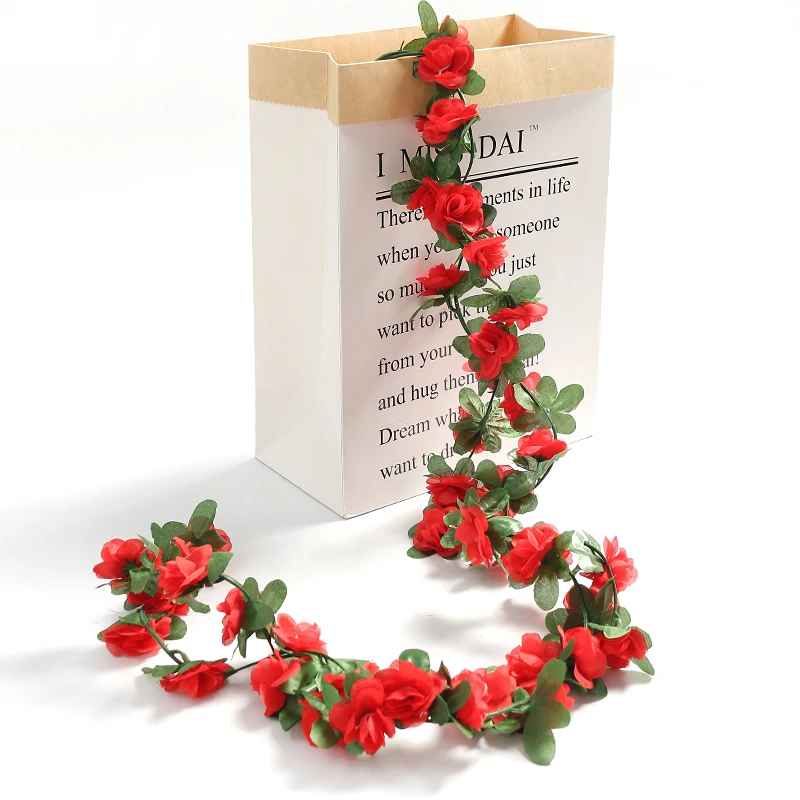 2.5m Artificial Silk Rose Flower Vine Wedding Garland