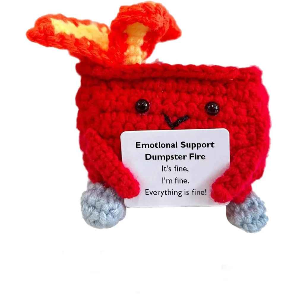 Cute Emotional Support Crochet Dumpster Fire Doll